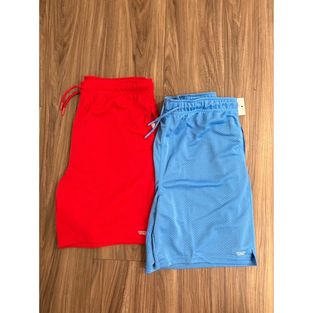 Athletic Works boys Mesh Short 2 Pack XXL (18) Red Blue